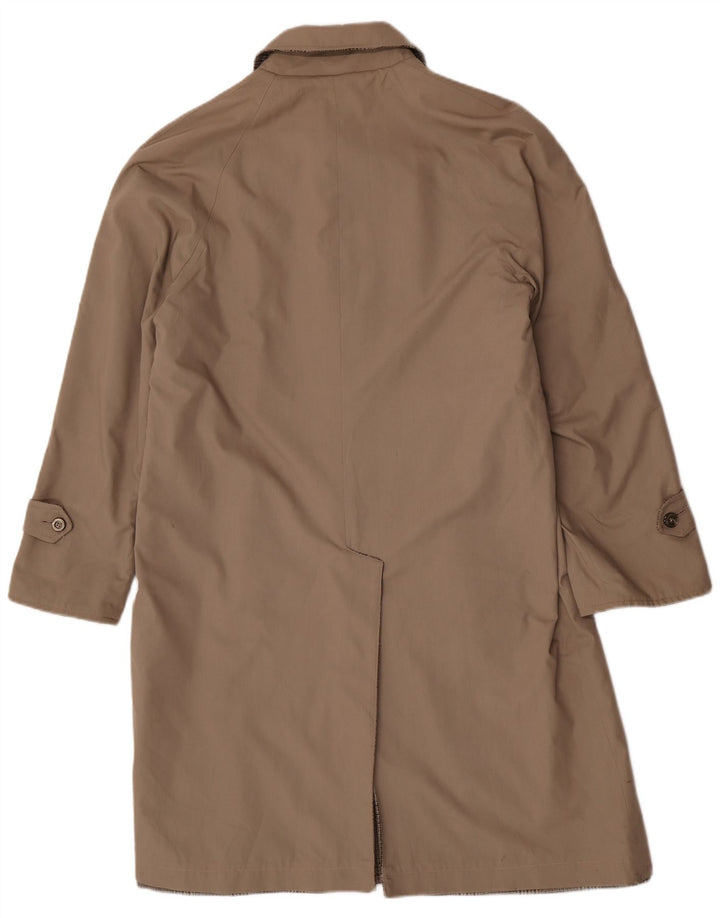 Vintage Mens Reversible Overcoat UK 40 Large Beige Check Polyester