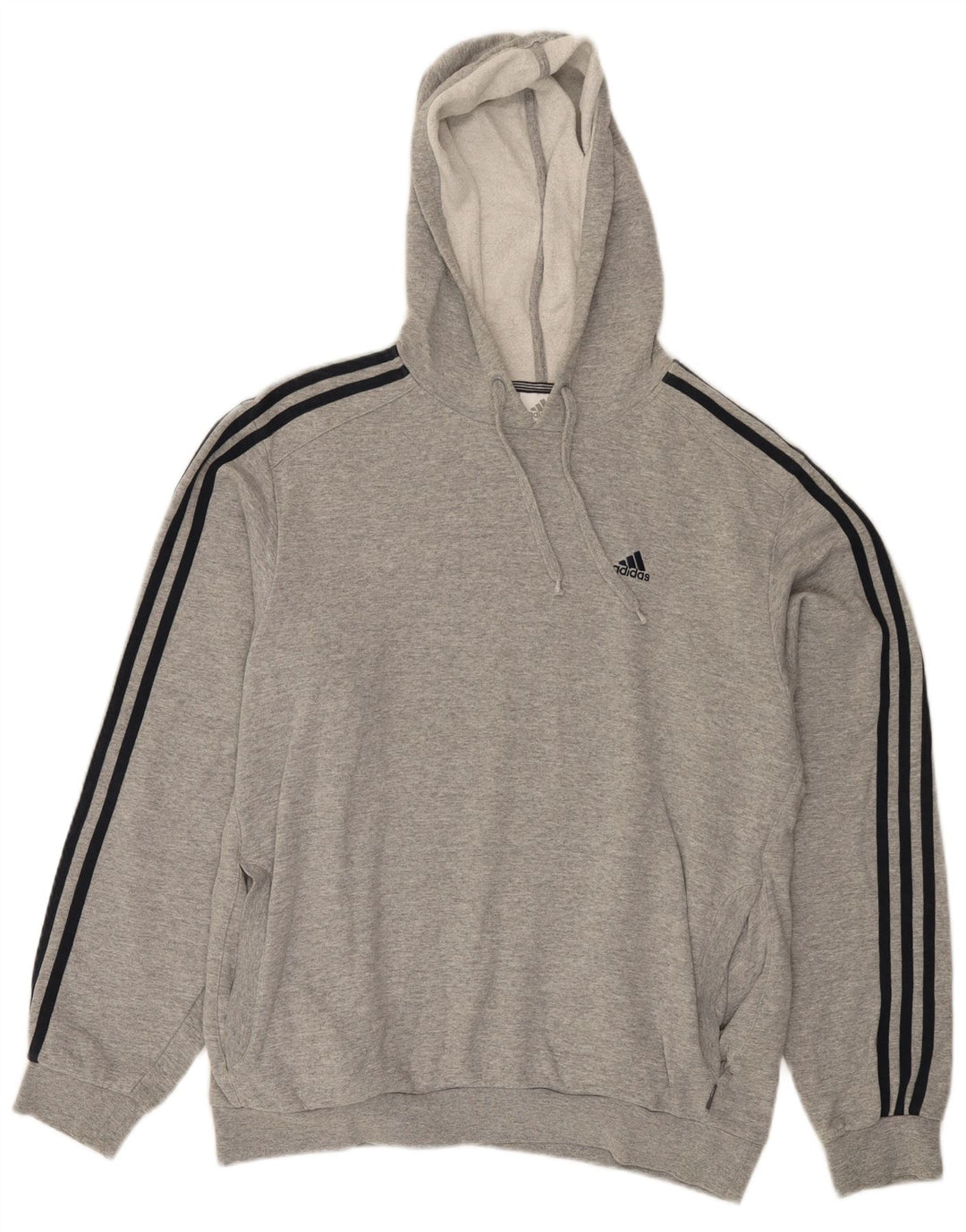 Adidas Mens Hoodie Jumper Medium Grey Flecked Cotton
