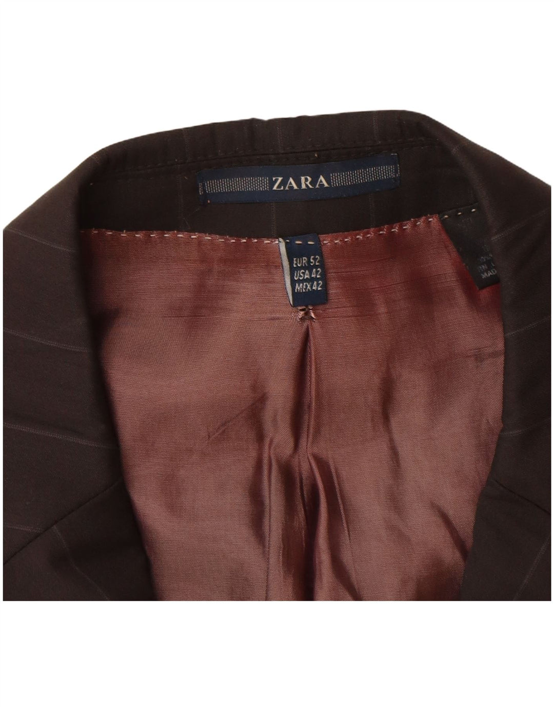 Zara Mens 2 Button Blazer Jacket EU 52 Large Black Striped Wool