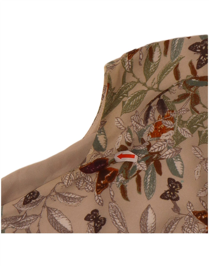 MONSOON Womens Sleeveless Sheath Dress UK 14 Medium Beige Floral Polyester