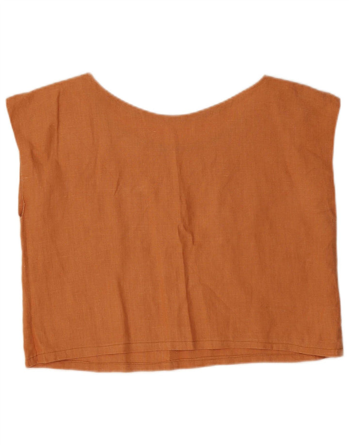Vintage Γυναικεία Crop Μπλούζα Τοπ UK 12 Medium Brown