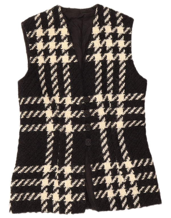 Vintage Dame Gilet UK 12 Medium Black Check