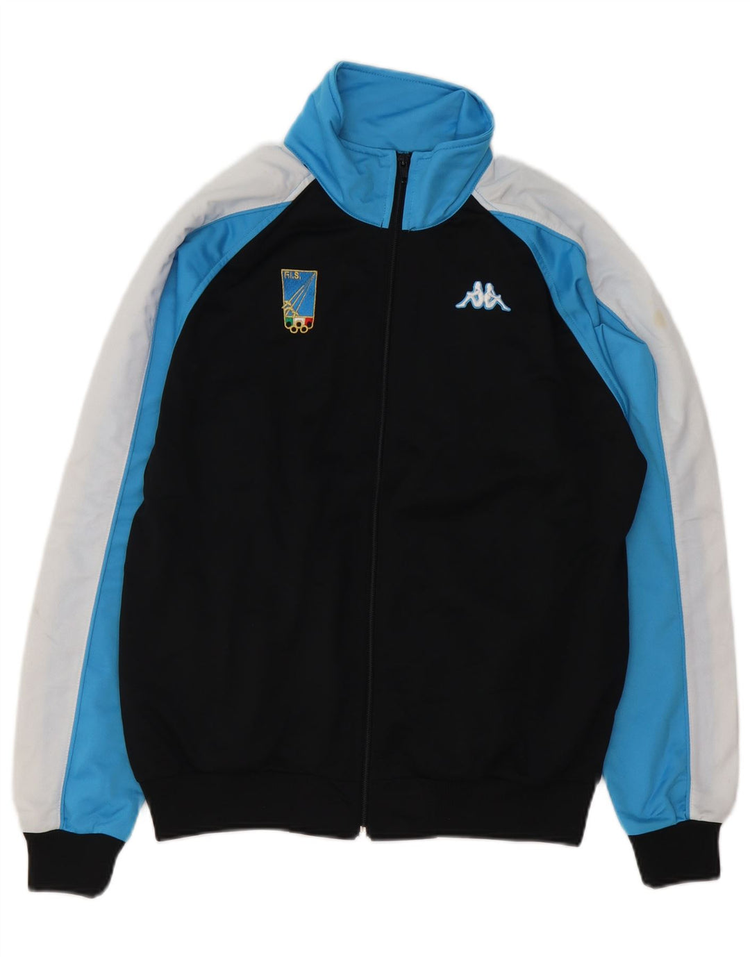 Kappa Mens Italia Tracksuit Top Jacket Small Black Colourblock Polyester