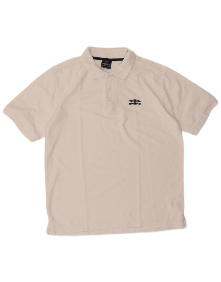 Umbro Mens Polo Shirt Large White Polyester