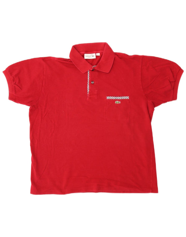 Lacoste Herre Classic Fit Polo Shirt Størrelse 5 Large Rød Bomuld
