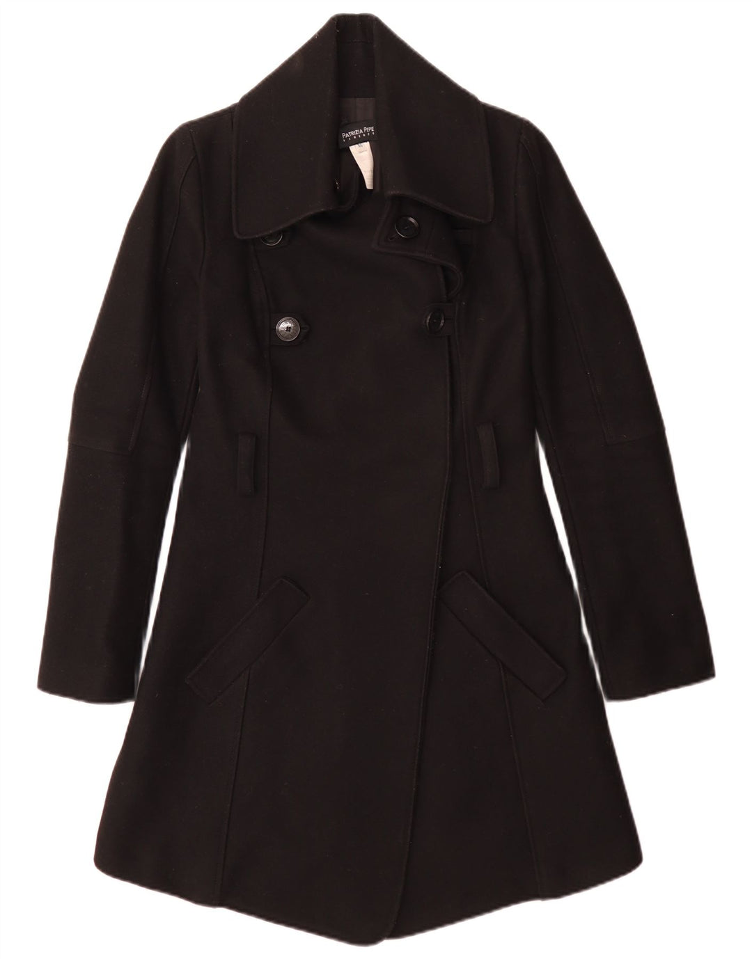 Cappotto Doppiopetto Donna Patrizia Pepe IT 46 Large Nero Lana