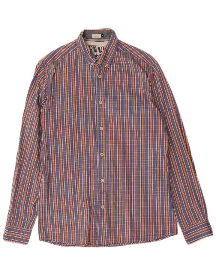 Jack & Jones Mens Shirt Medium Blue Check Cotton