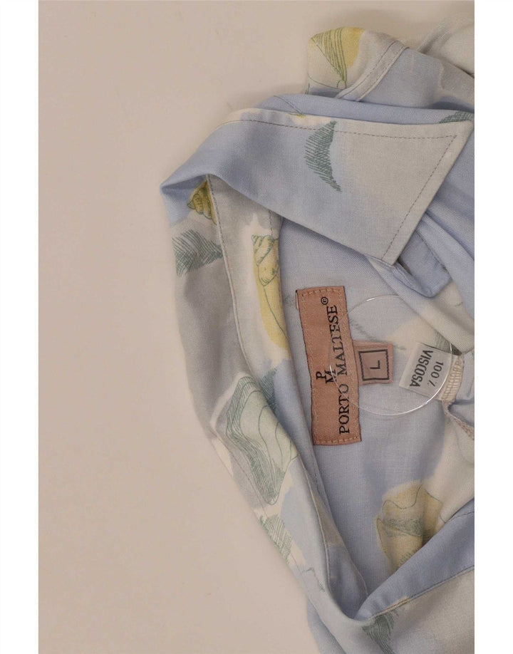 Chemise homme vintage Grande Viscose Florale Bleue