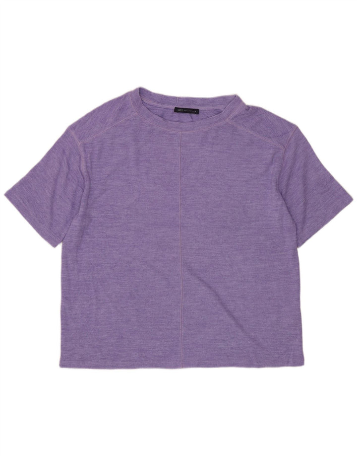 MARKS & SPENCER Womens T-Shirt Top UK 12 Medium Purple Viscose