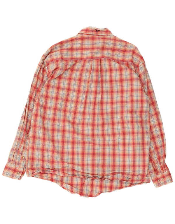 Wrangler Mens Shirt Large Red Check Cotton