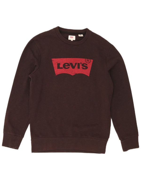 Levi's Mens Graphic Sweatshirt Jumper Small Brown Cotton