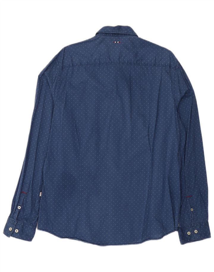 Napapijri Herren-Hemd mit abstraktem Muster, 2XL, blaue Baumwolle