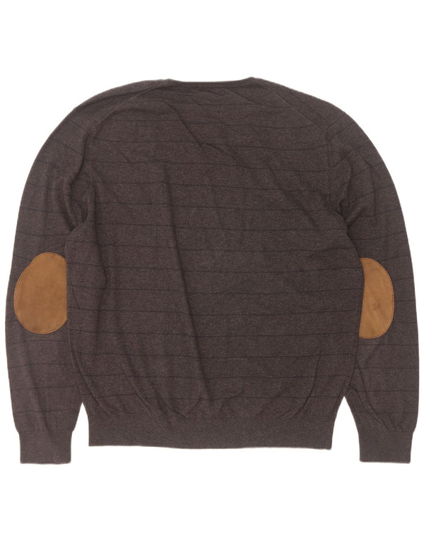 Męski sweter Massimo Dutti z dekoltem w kształcie litery V, 2XL, w czarne paski