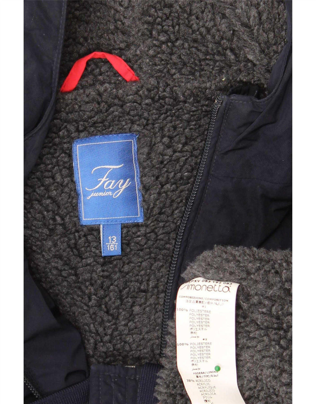 Giubbotto bomber con cappuccio per ragazze Fay 12-13 anni in poliestere blu navy