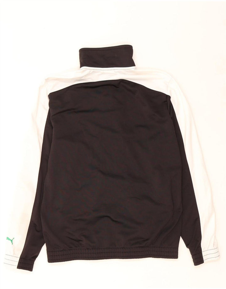 PUMA Boys Graphic Tracksuit Top Jacket 13-14 Years Black Colourblock