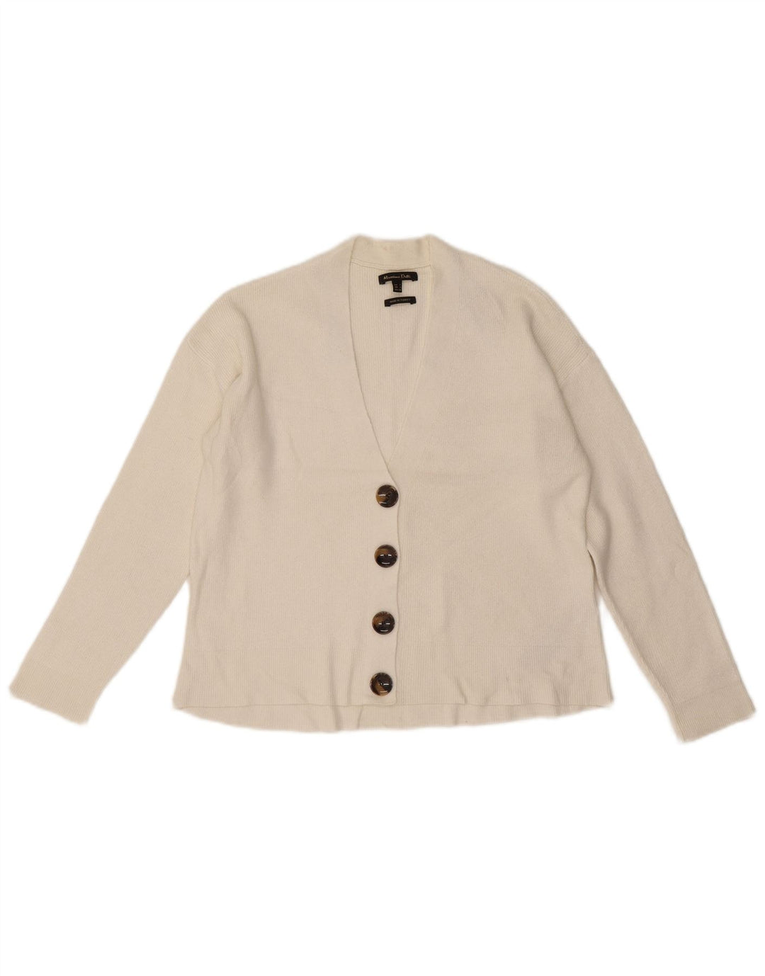 Massimo Dutti Womens Crop Cardigan Sweater UK 10 Small White Viscose