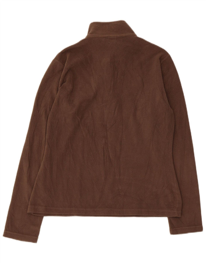 Brugi Womens Zip Neck Fleece Jumper UK 14 Large Brown Polyester
