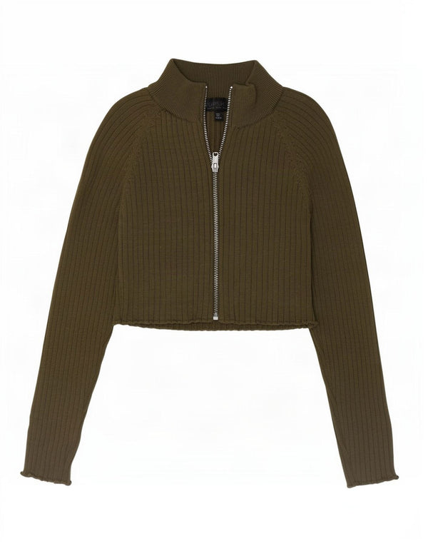 Topshop Damen Crop Cardigan Pullover UK 8 Small Grüne Viskose