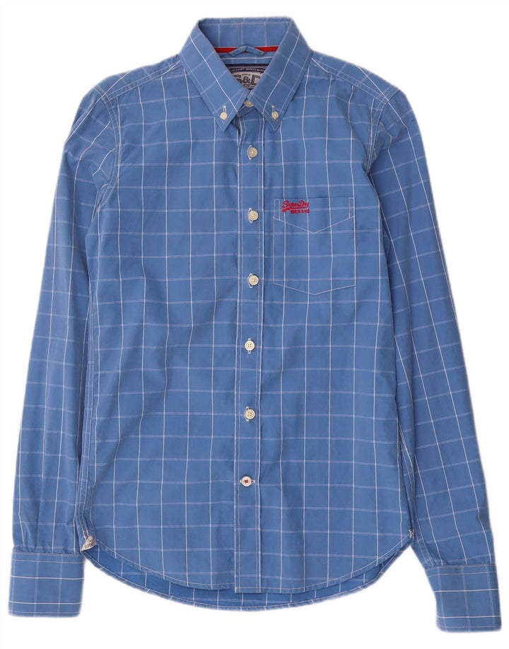 Superdry Mens Shirt Small Blue Check Cotton
