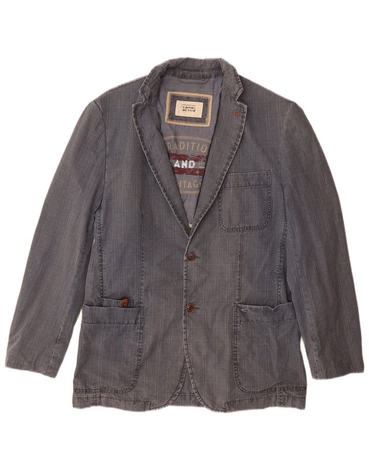 CAMEL ACTIVE Mens 2 Button Blazer Jacket IT 48 Medium Blue Check Cotton