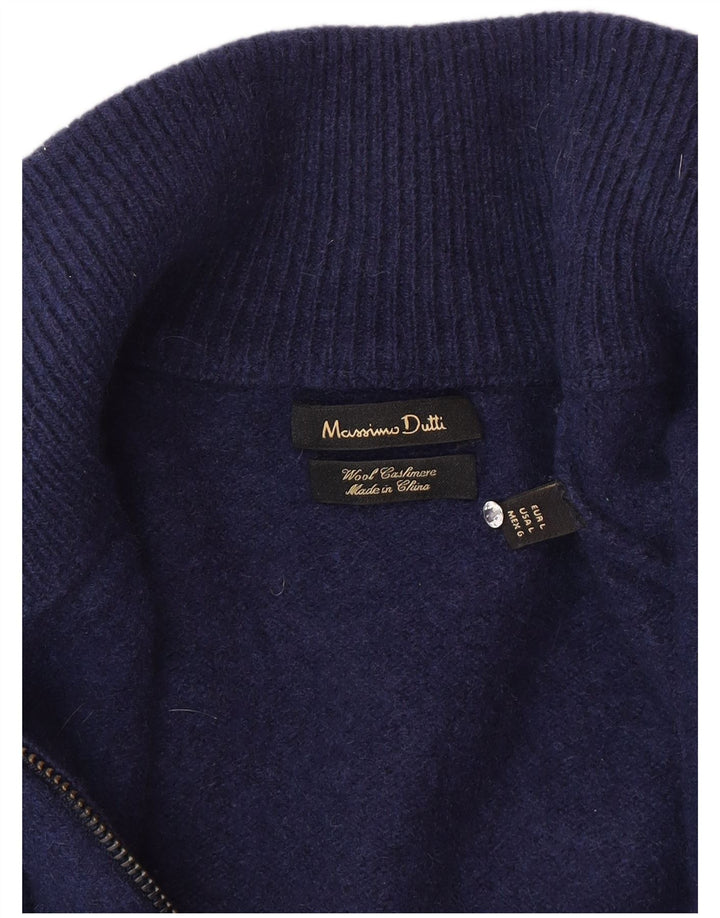 Massimo Dutti Maglione cardigan da uomo grande in lana blu navy