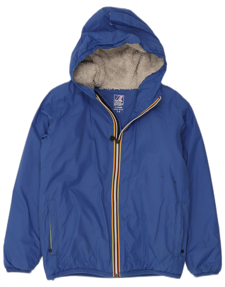 K-Way Boys Hooded Windbreaker Jacket 11-12 Years Blue Polyamide