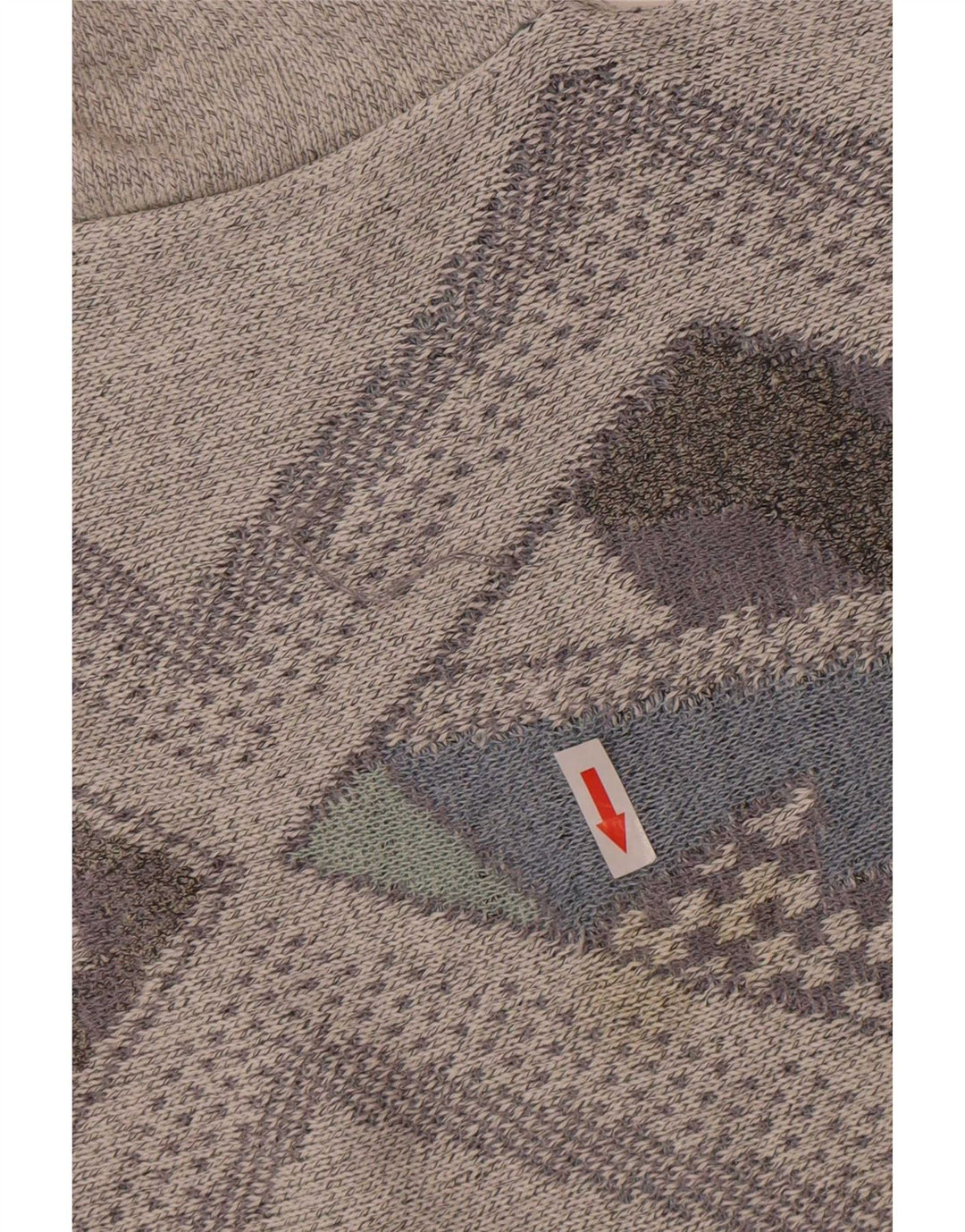 Vintage Mens Regular Fit Crew Neck Jumper Sweater Large Grey Argyle/Diamond