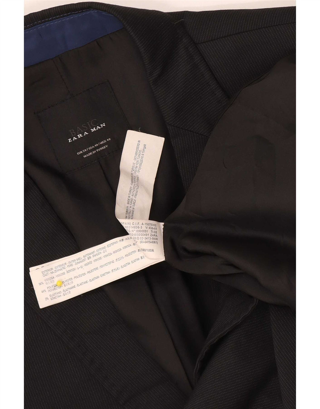 Мужской пиджак Zara на 2 пуговицах EU 50, средний черный в тонкую полоску, вискоза