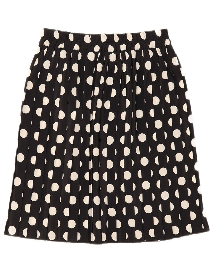 VINTAGE Womens Pleated Skirt W26 Small Black Polka Dot Polyester