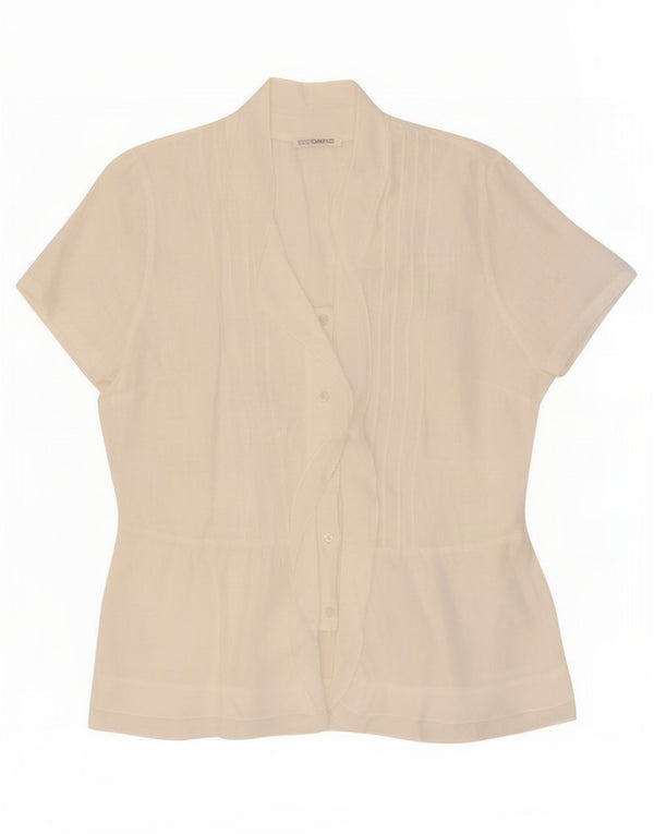Enara Camice Chemisier à manches courtes pour femme UK 14 Grand Blanc