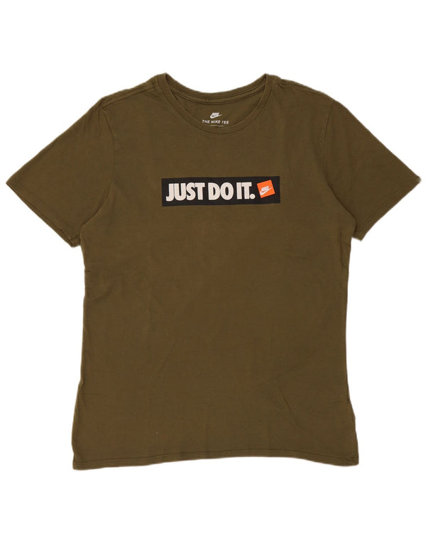 Nike Herre grafisk T-shirt Top Medium Khaki Bomuld