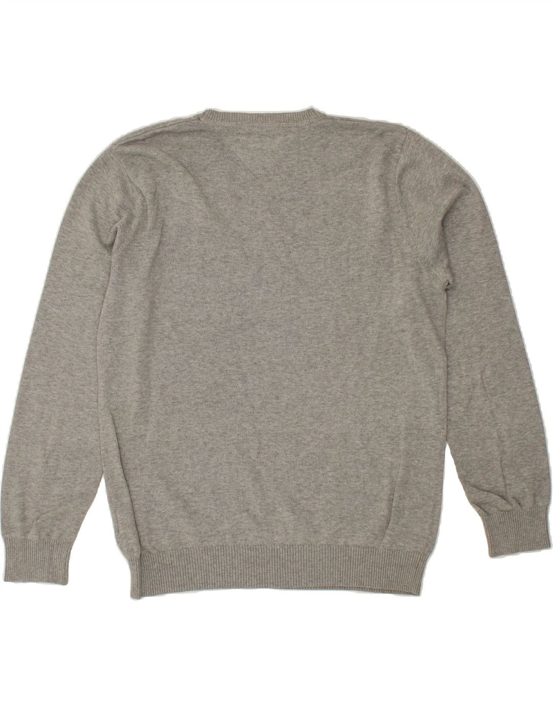 TOMMY HILFIGER Mens V-Neck Jumper Sweater Large Grey Cotton Vintage Tommy Hilfiger and Second-Hand Tommy Hilfiger from Messina Hembry 