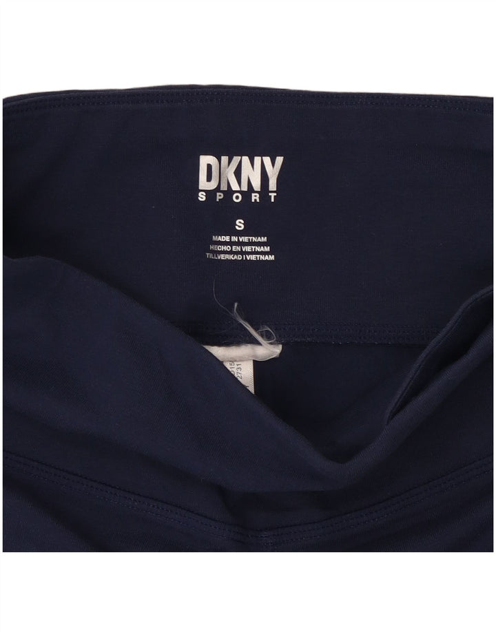 Dkny Womens Graphic Leggings UK 8 Small Navy Blue Colourblock