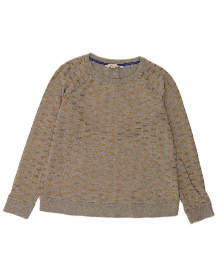 Boden Womens Abstract Pattern Sweatshirt Jumper UK 14 Medium Grey Cotton