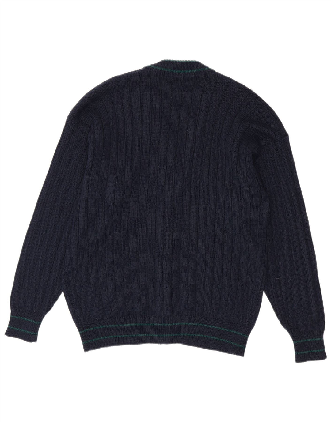 Vintage hombres Cardigan suéter medio azul marino