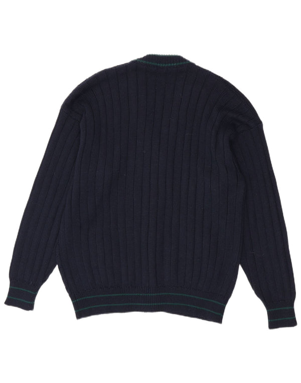 Maglione cardigan da uomo vintage blu navy medio