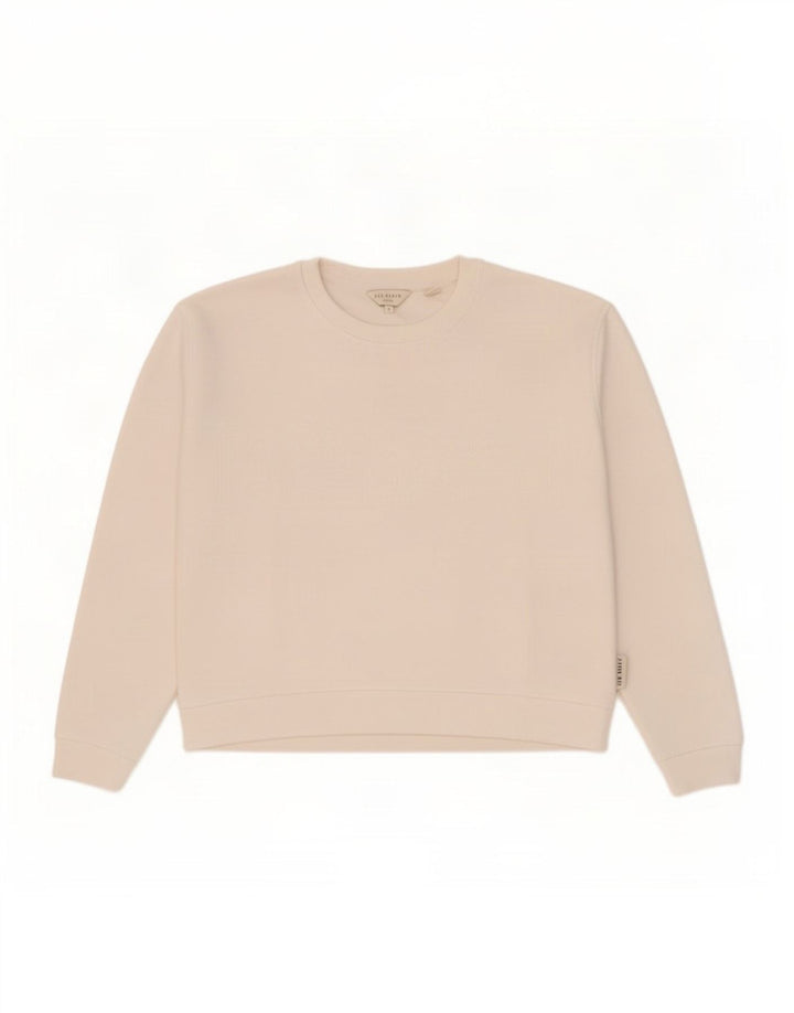 Ted Baker moletom feminino superdimensionado tamanho 2 poliéster branco pequeno