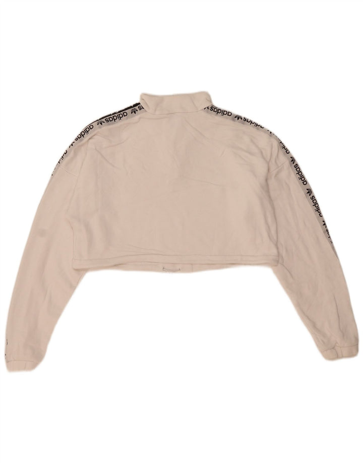Adidas Womens Oversized Graphic Crop Sweatshirt Jumper UK 12 Medium White