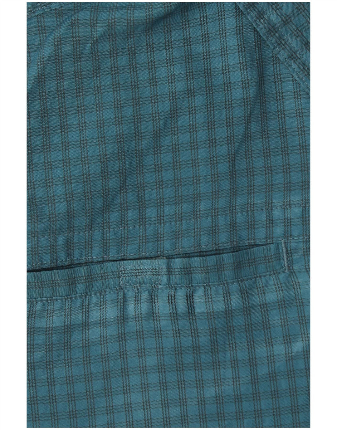 EDDIE BAUER Mens Short Sleeve Shirt Medium Blue Gingham Polyester