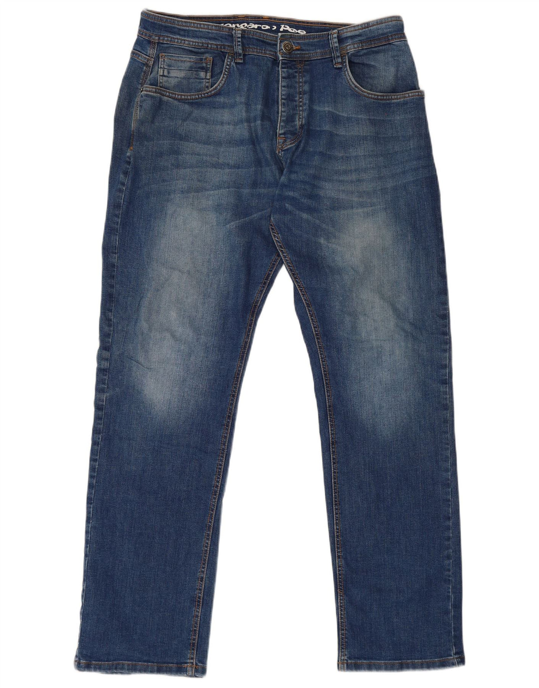 Kangaroo Poo Mens Straight Jeans W36 L32 Blue Cotton