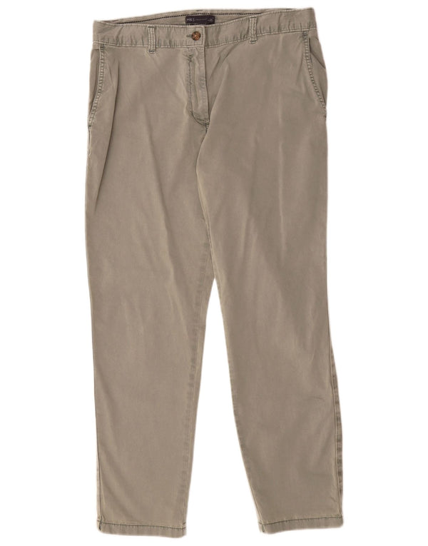 Marks & Spencer Womens High Waist Chino Trousers UK 14 Large W34 L28 Khaki