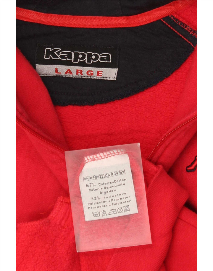 Kappa Mens Zip Hoodie Sweater Large Red Cotton