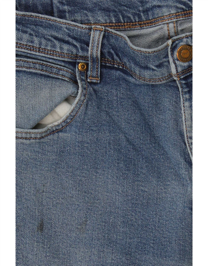 Wrangler Mens Regular Fit Straight Jeans W36 L32 Blue Cotton