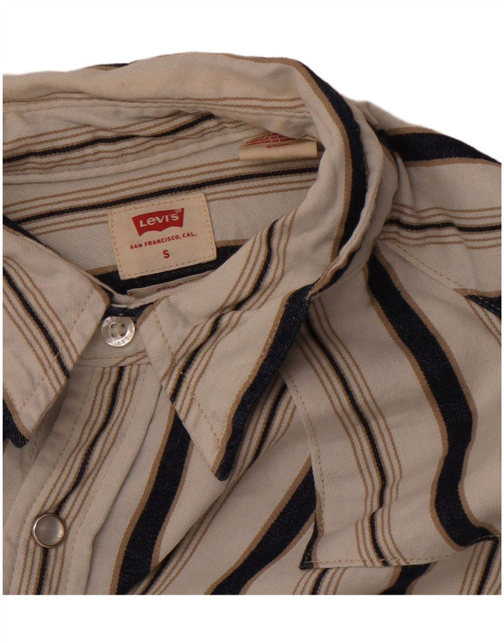 LEVI'S Mens Flannel Shirt Small White Striped