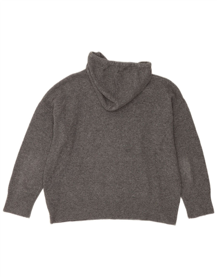 Zara Womens Hooded Oversized Jumper Sweater UK 10 Small Grey Polyester