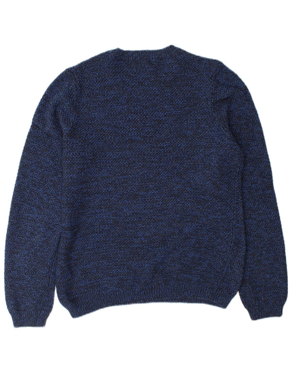 Marks & Spencer Mens Crew Neck Jumper Sweater Small Blue Flecked Cotton
