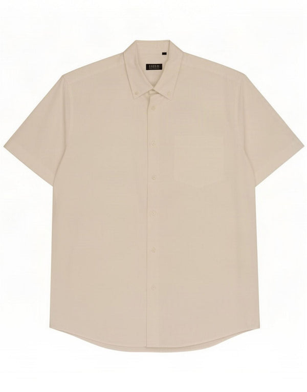 Coveri Chemise à manches courtes pour homme Taille 43/44 XL Blanc Coton