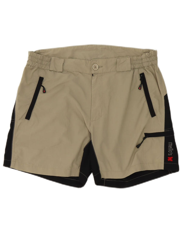 Mello's Herren-Cargoshorts W32 Mittelbeigefarbenes Colourblock-Polyamid