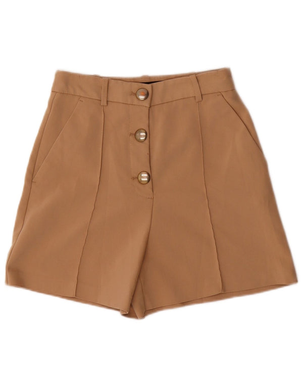 Zara Womens High Waist Chino Shorts Small W26 Beige Cotton