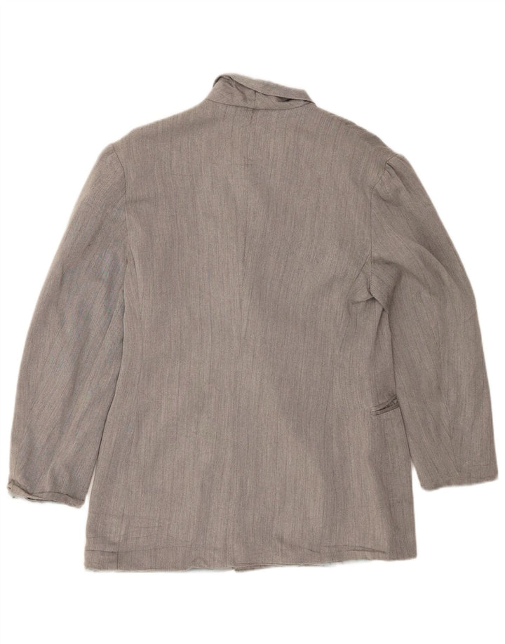 VINTAGE Womens Double Breasted Blazer Jacket IT 46 Large Grey Wool